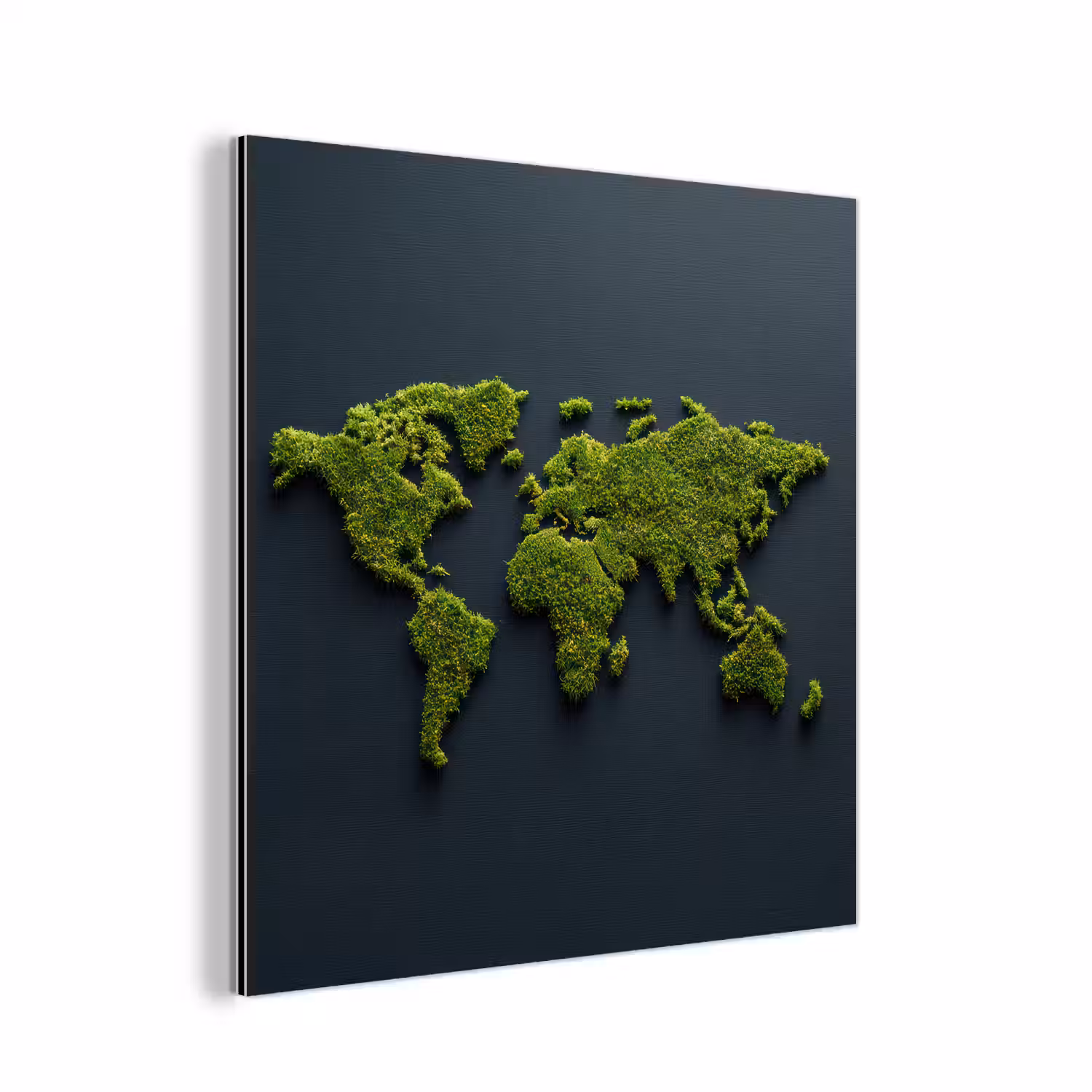 Wereldkaart - Mos -Levendig effect aluminium wit klein -3d