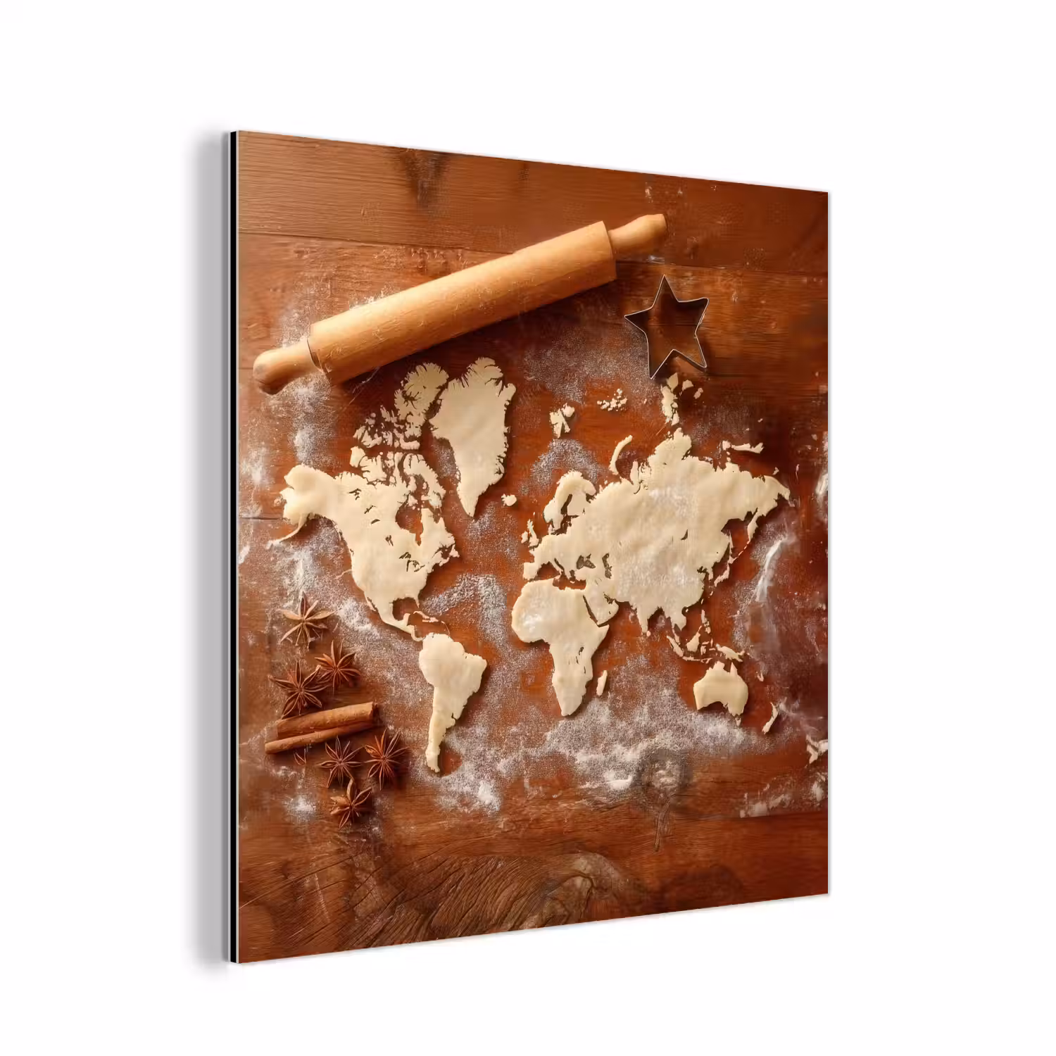 Wereldkaart - Koekjesdeeg - Warme baksfeer aluminium wit klein -3d