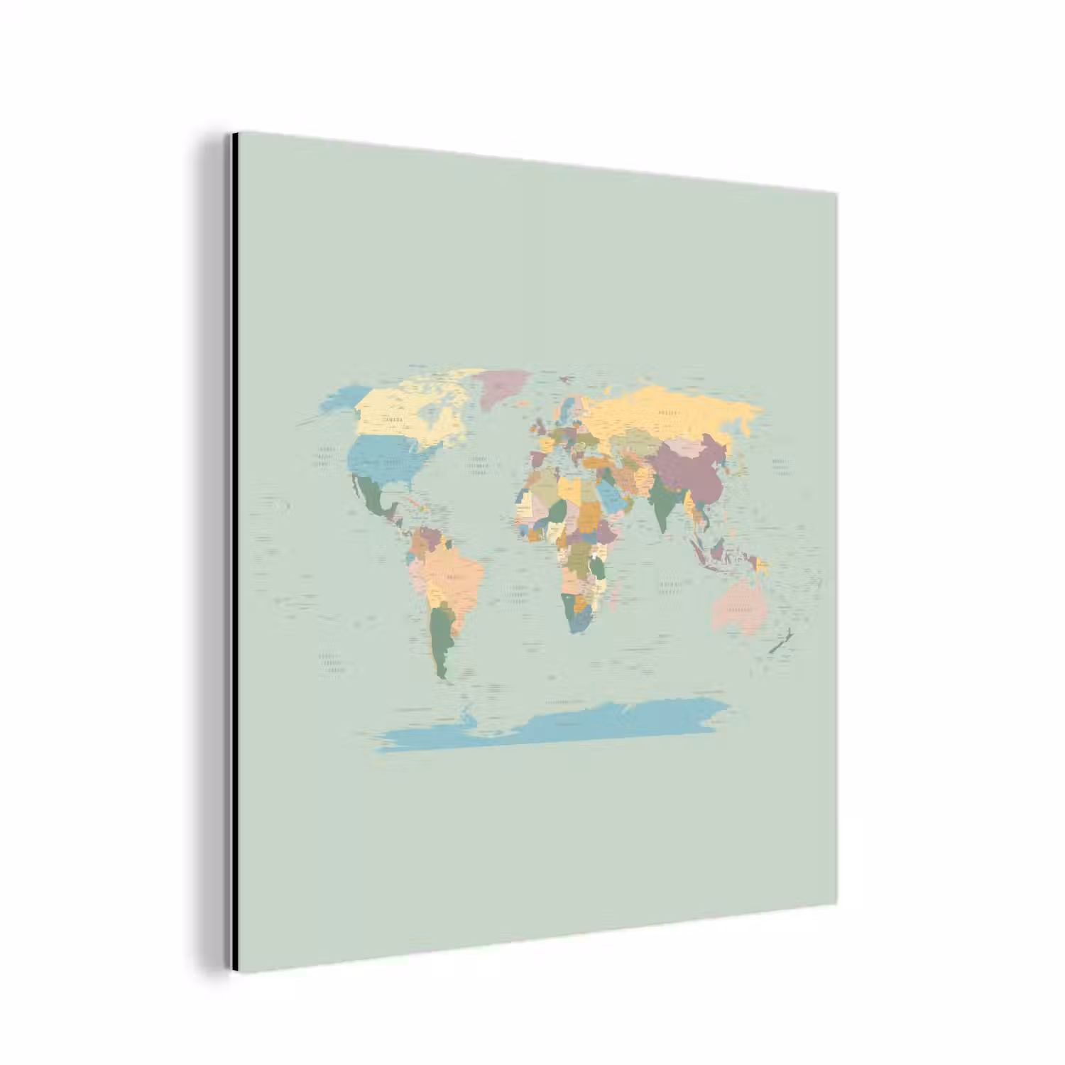 Wereldkaart - Realistisch - Kaart aluminium wit klein -3d