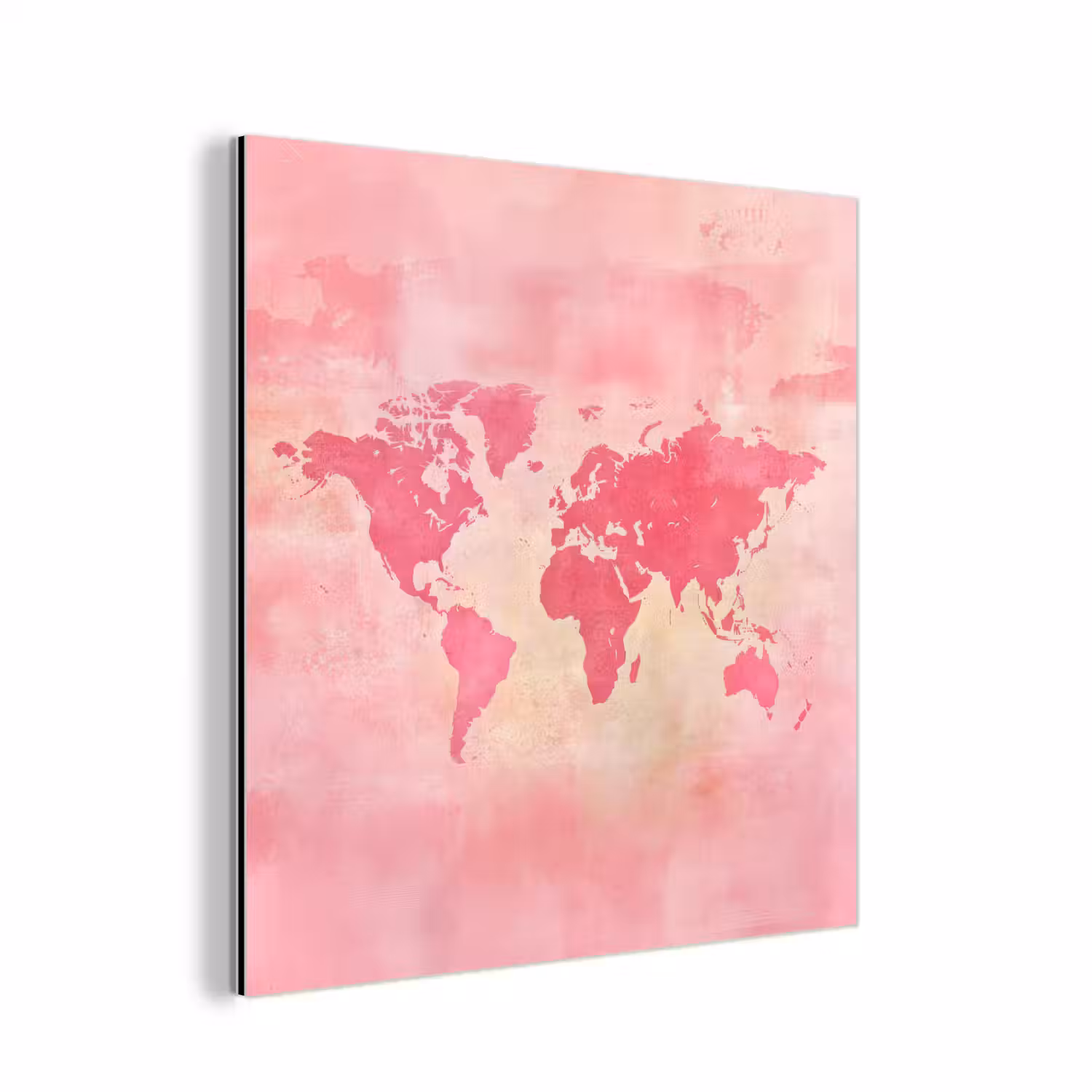 Wereldkaart - Roze - Vaag aluminium wit klein -3d