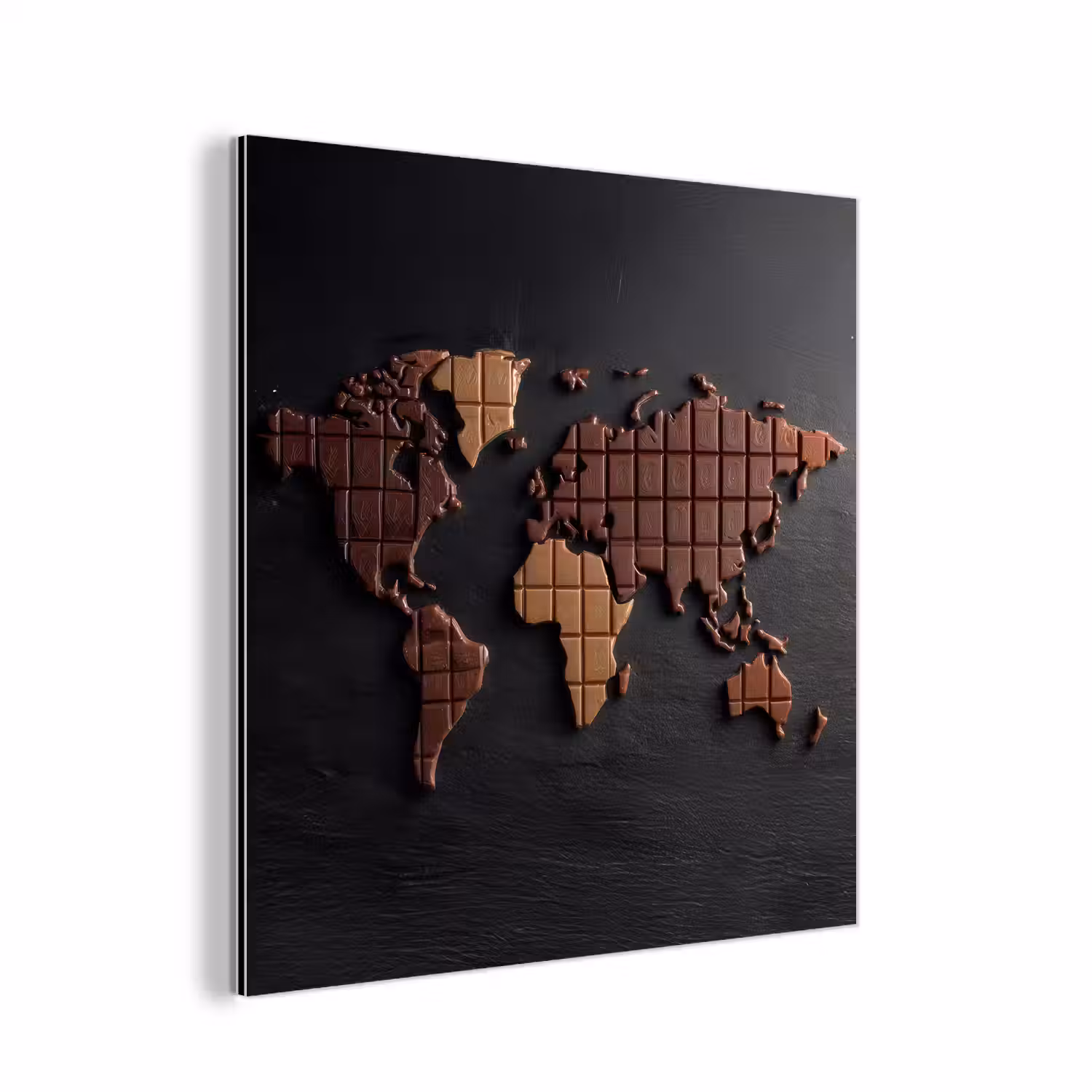 Wereldkaart - chocola - Smakelijke uitstraling aluminium wit klein -3d