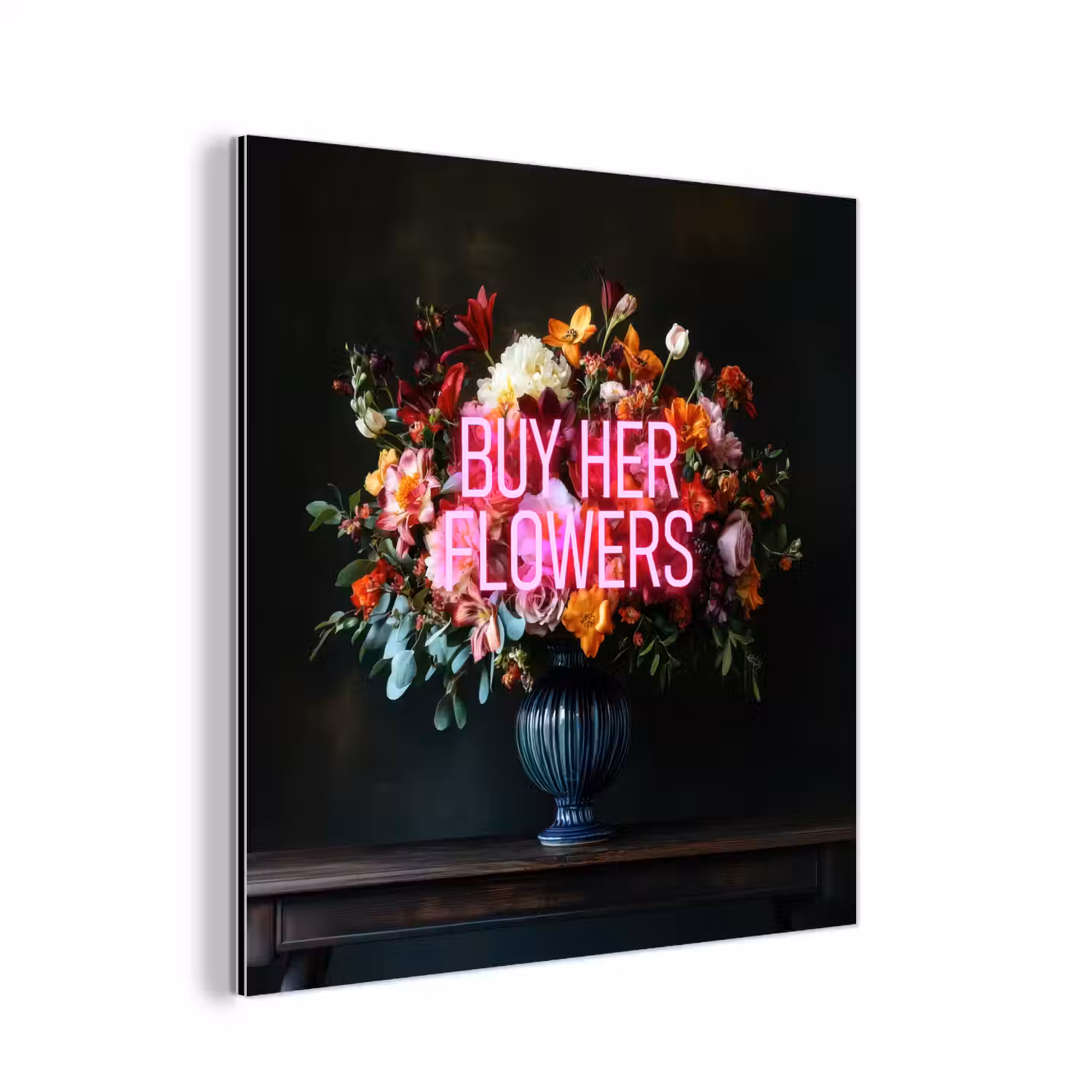 Quote - Bloemen - Vaas - Neon aluminium wit klein -3d