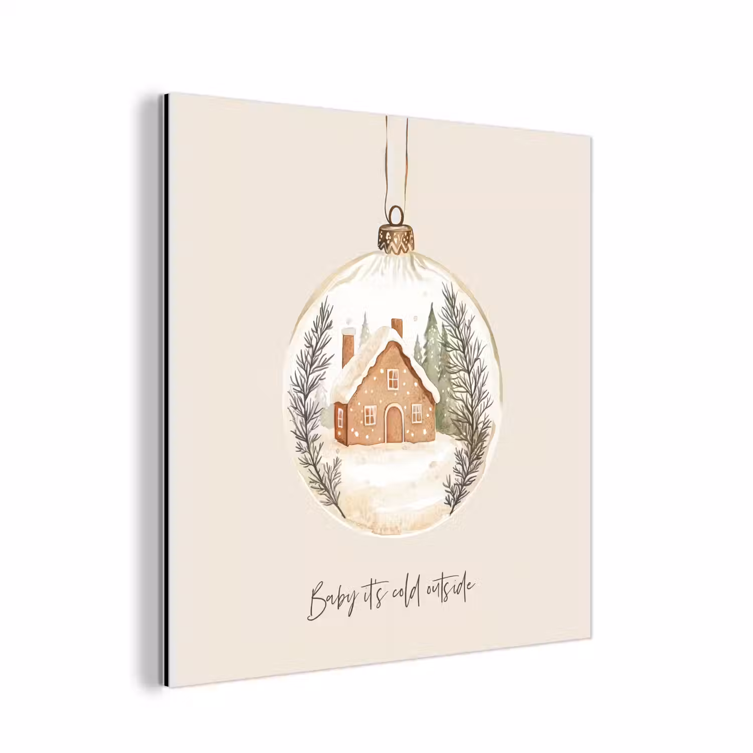 Quote - Winter - Kerst - Beige - Kerstbal aluminium wit klein -3d
