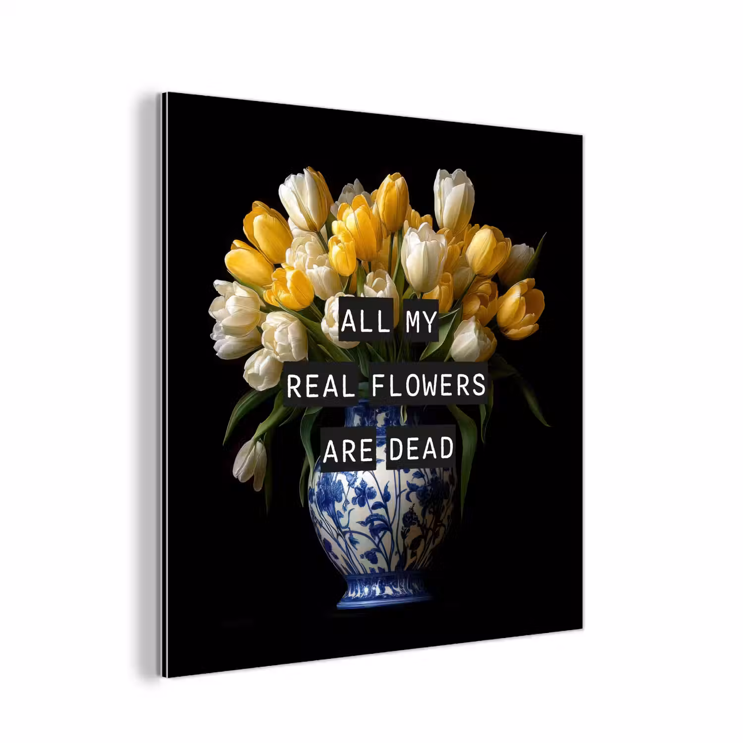 Quotes - Bloem - Tulp - Geel aluminium wit klein -3d