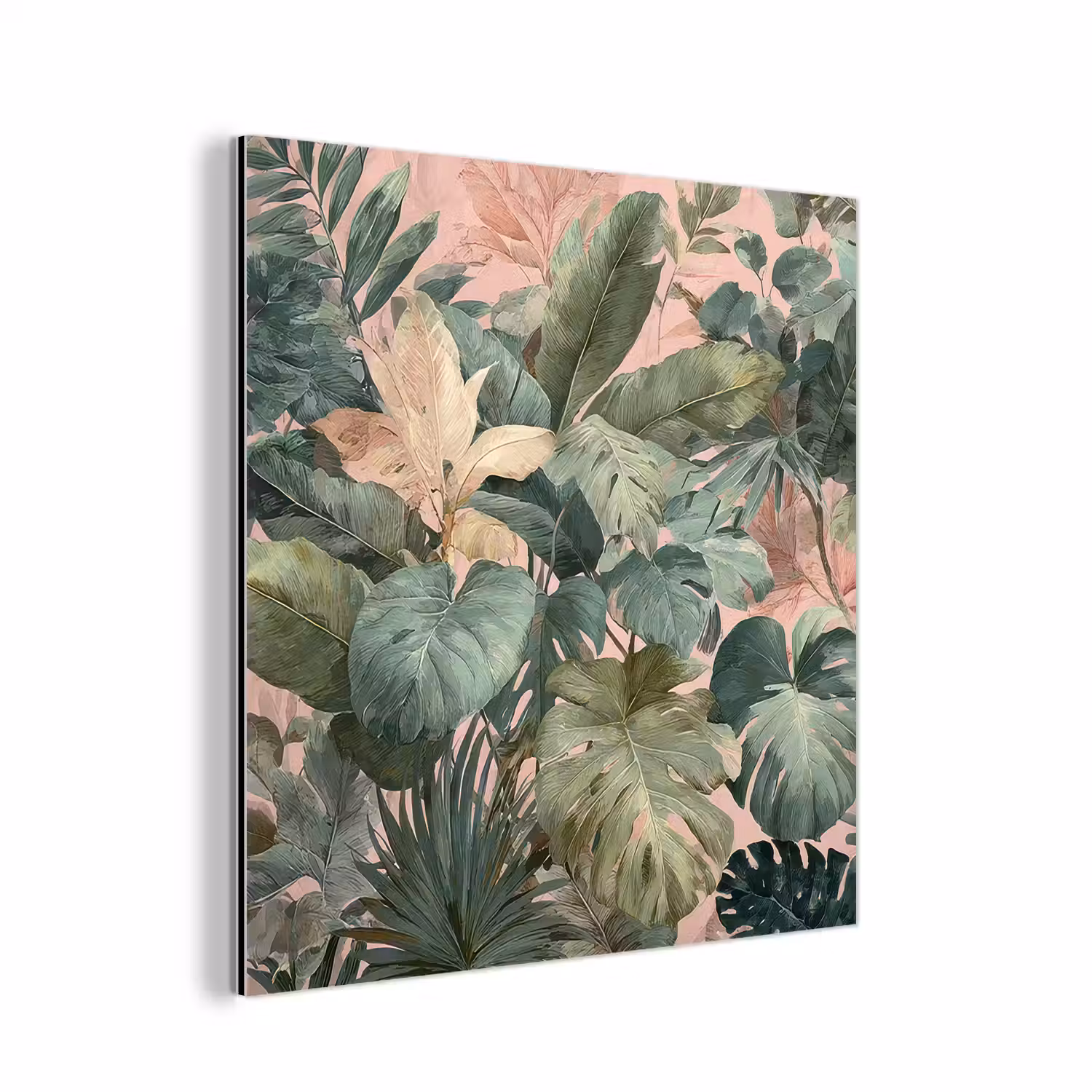Compositie van bladeren - Groen - Roze aluminium wit klein -3d