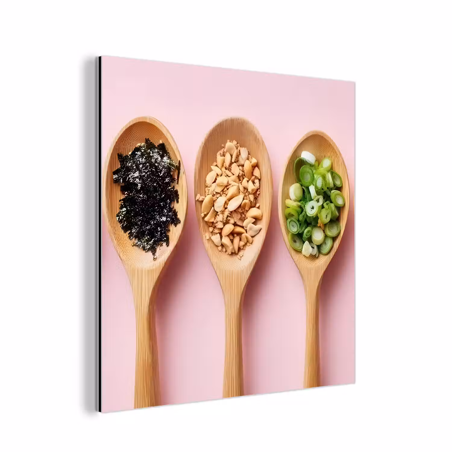 Ingrediënten - Lepels - Hout - Roze aluminium wit klein -3d