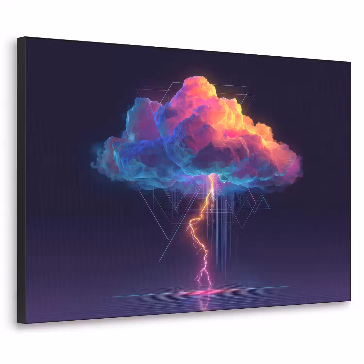 Donderwolk - Bliksemschicht - Licht - Blauw Textielframe - compleet frame klein -3d