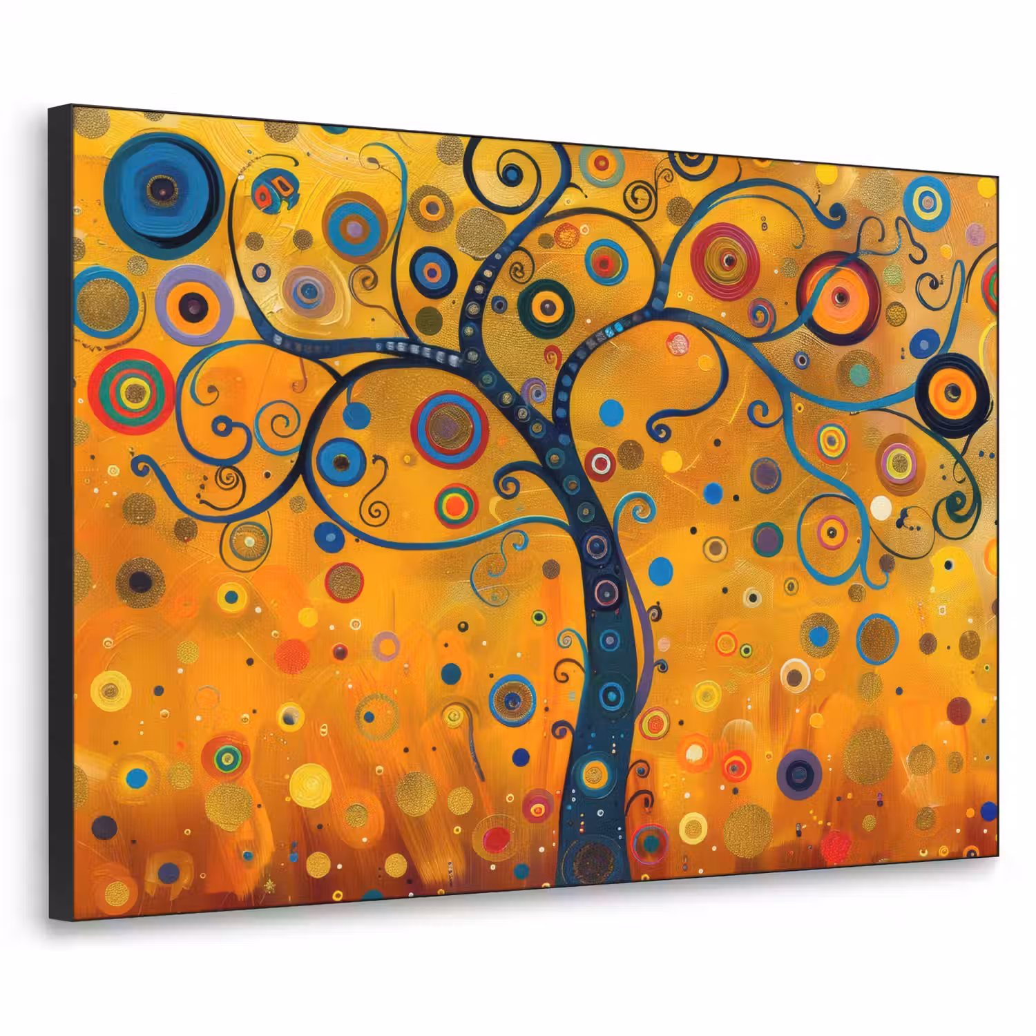 Abstract - Boom - Levensboom - Modern Textielframe zwart klein -3d