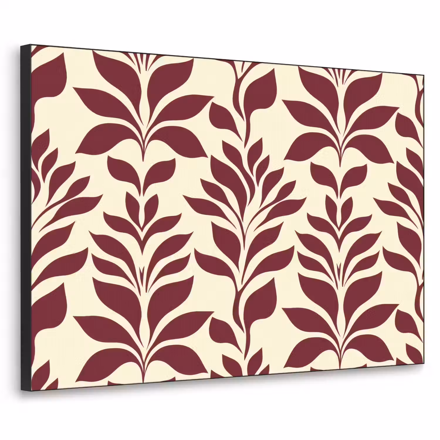 Abstract - Bladeren - Burgundy Textielframe zwart klein 947 -3d