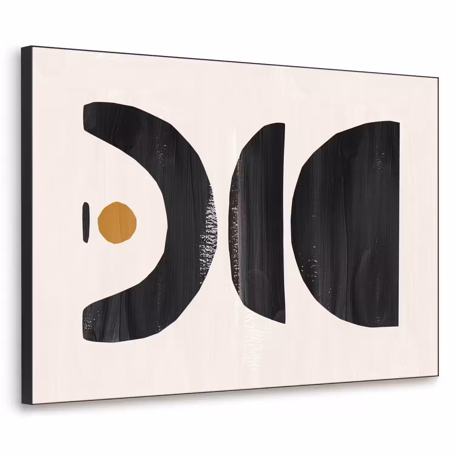 Abstract - Halve cirkel - Kunst - Zwart wit Textielframe - compleet frame klein -3d