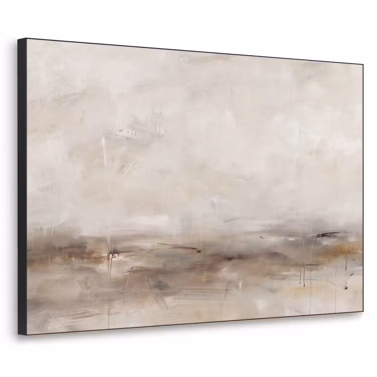Abstrakt - Landschap - Modern - Beige - Kunst Textielframe zwart klein -3d