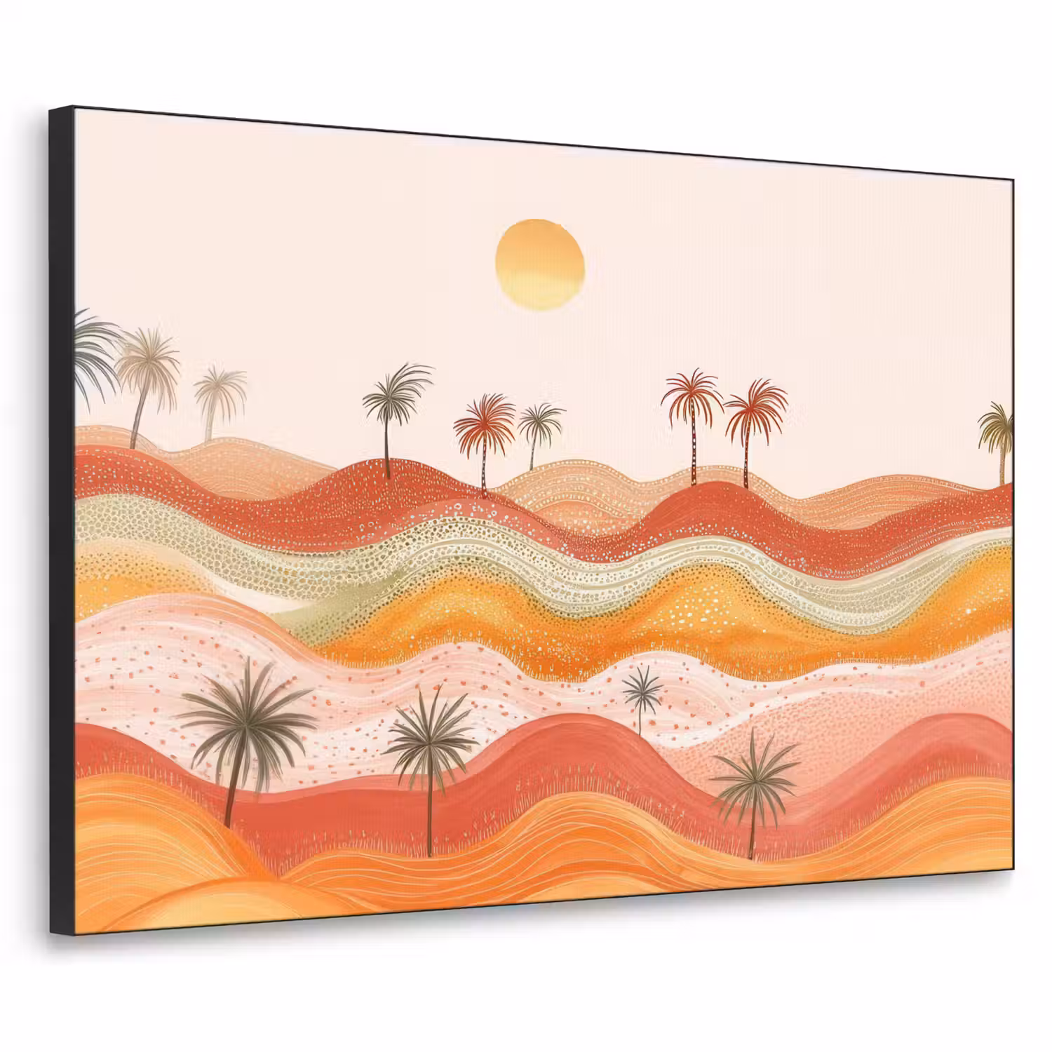 Abstract landschap - Palmbomen - Kleurrijk Textielframe - compleet frame klein -3d