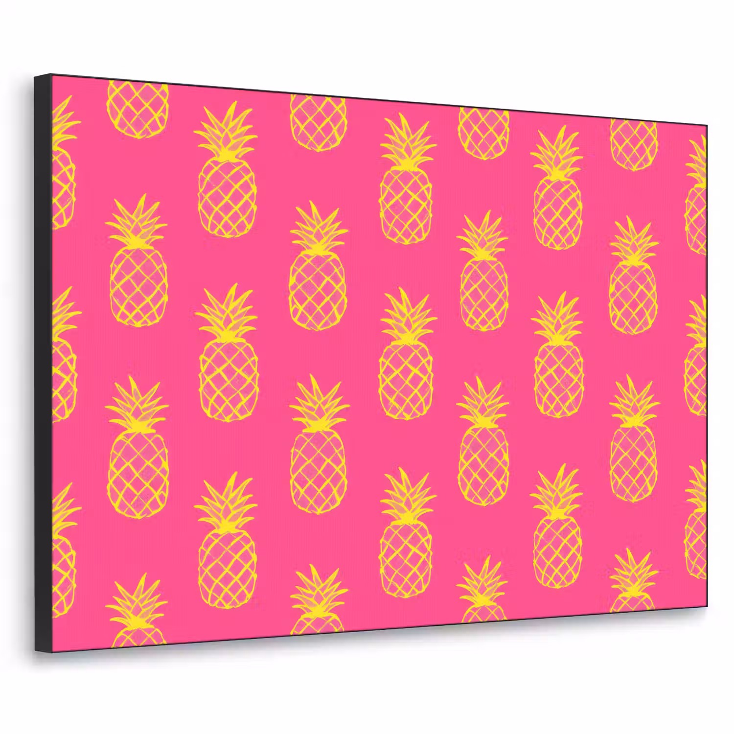 Ananas - Trendy - Roze Textielframe zwart klein 947 -3d
