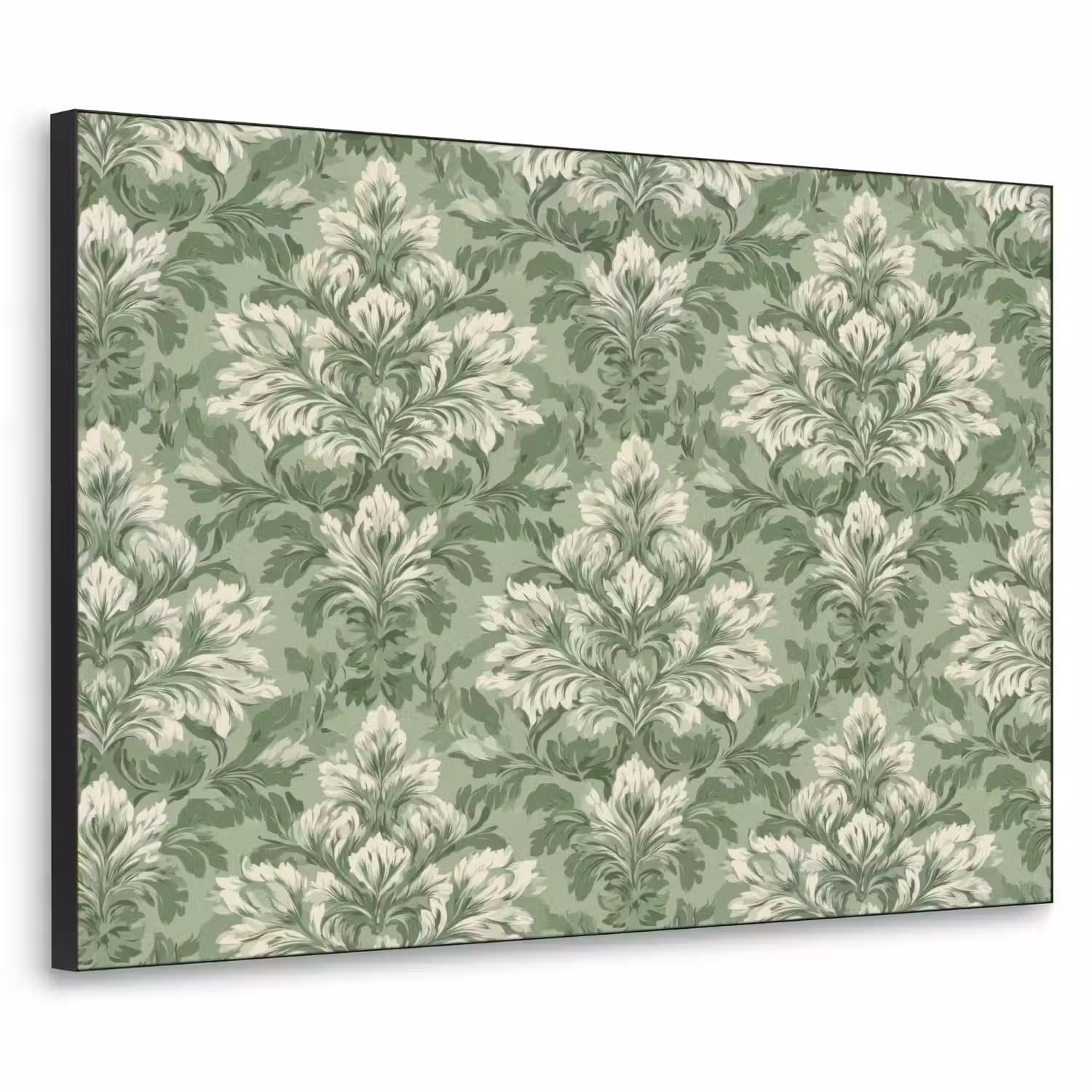 Sierlijk - Lichtgroen - Planten - Patroon - Getailleerd Textielframe zwart klein 947 -3d