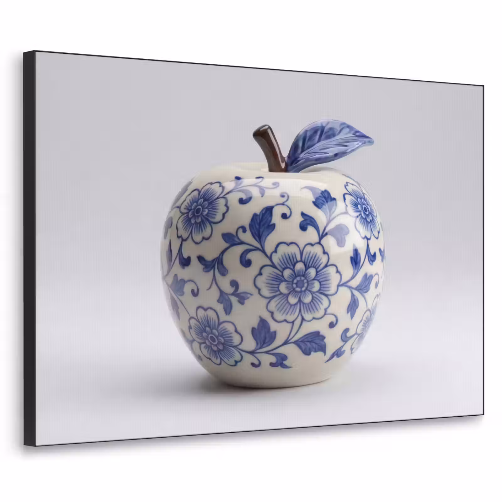 Art Frame - Apfel – Blau – Klassisch - Appel - Blauw - Klassiek Textielframe zwart klein