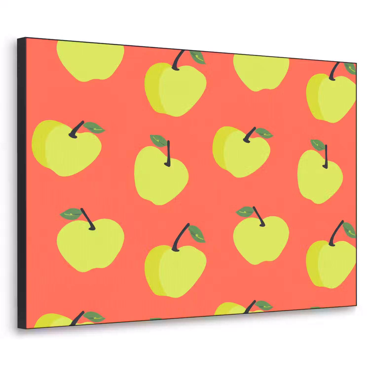 Appels - Modern - Groen Textielframe zwart klein 947 -3d