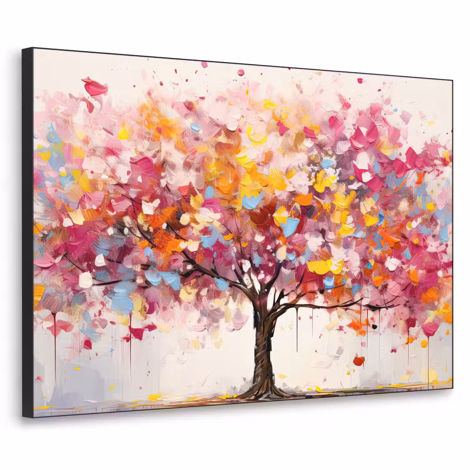 Aquarel - Boom - Kunst - Abstract Textielframe zwart klein -3d
