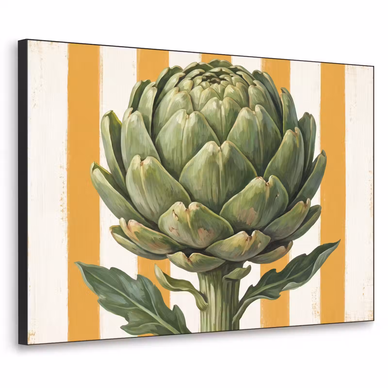 Art Frame - Artischocke – Modern – Gemüse - Artisjok - Modern - Groente Textielframe zwart klein