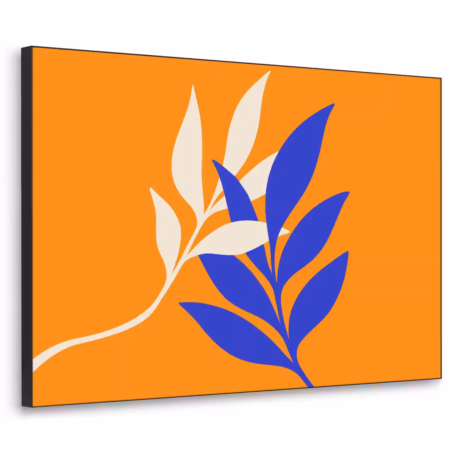 Takken - Bladeren - Minimalistisch - Blauw Textielframe - compleet frame klein -3d