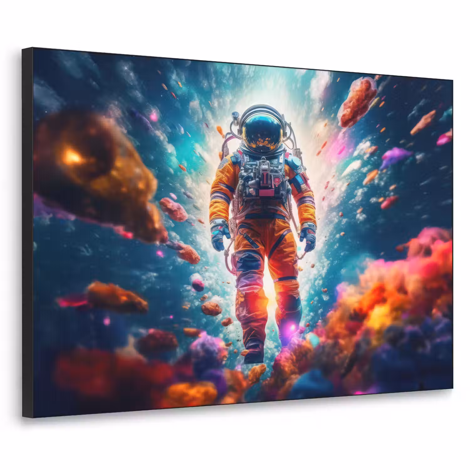 Astronaut - Neon - Meteoriet - Neon Textielframe zwart klein -3d