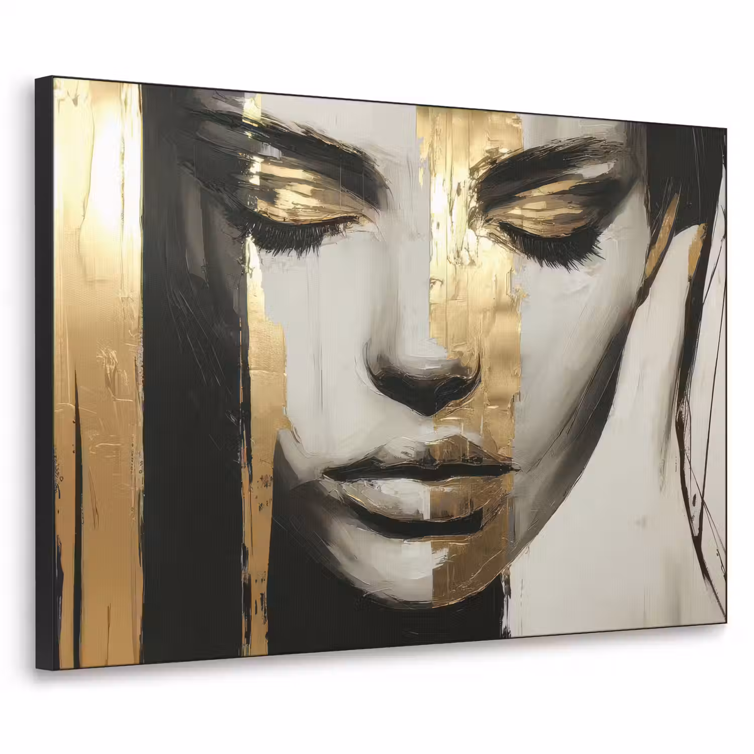 Ogen - Gezicht - Goud - Strepen Textielframe - compleet frame klein -3d