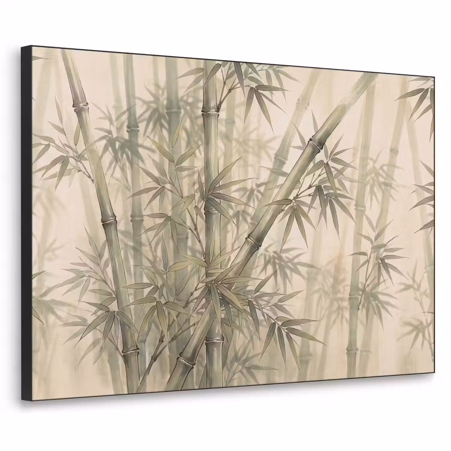 Bamboe - Bladeren - Aziatisch - Groen - Natuur Textielframe zwart klein -3d
