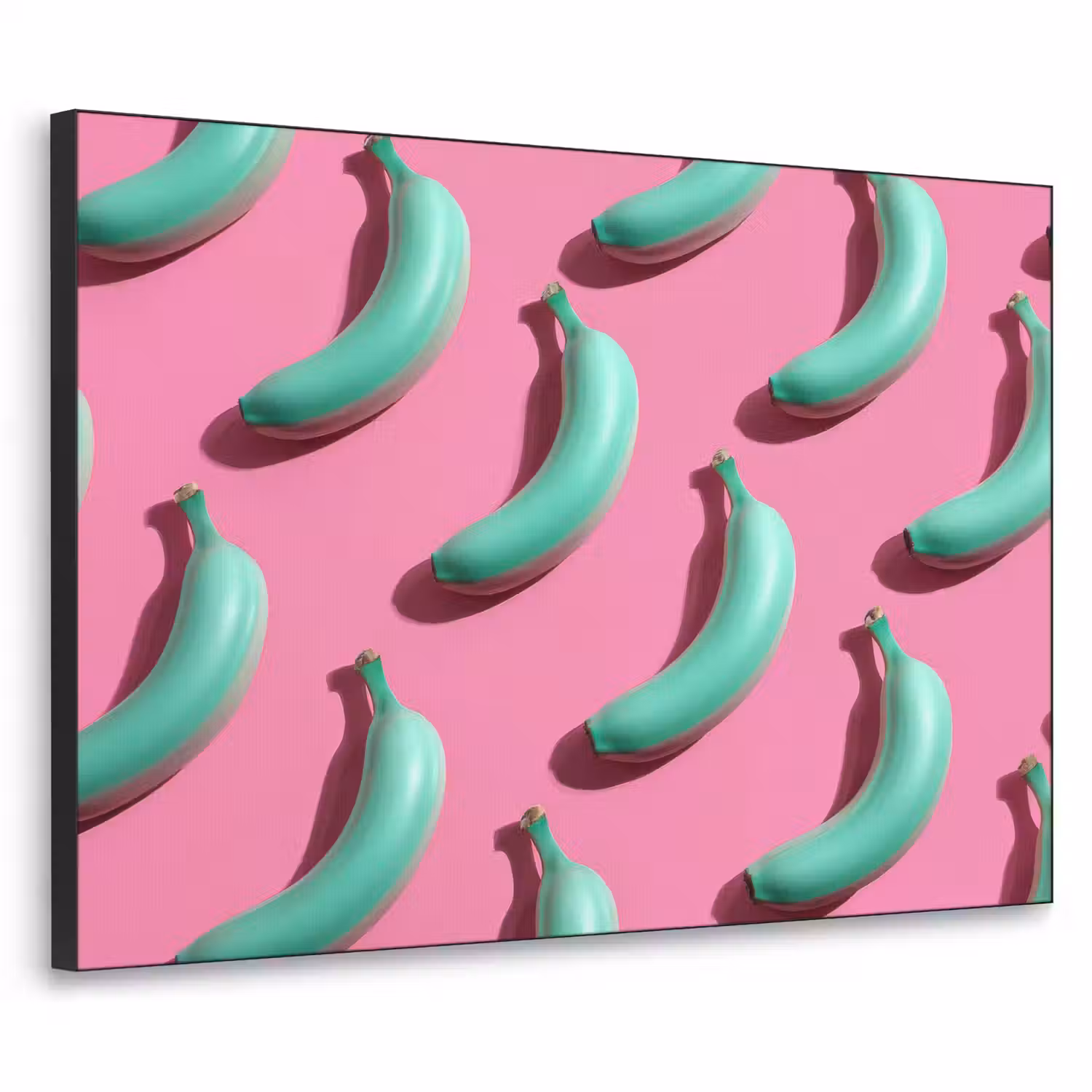 Bananen - Patroon - Blauw - Roze Textielframe - compleet frame klein -3d