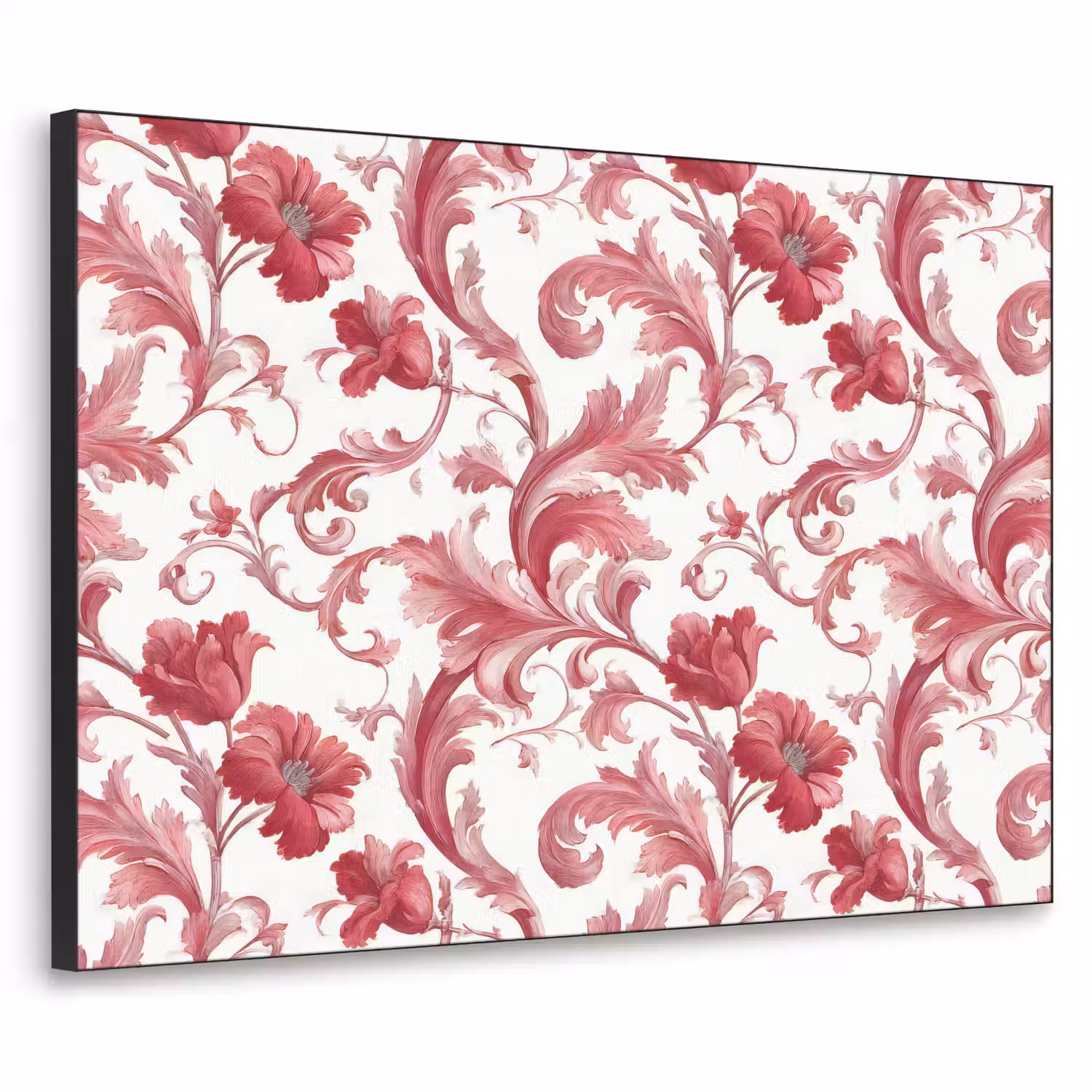 Barok - Patroon - Rood Textielframe zwart klein 947 -3d