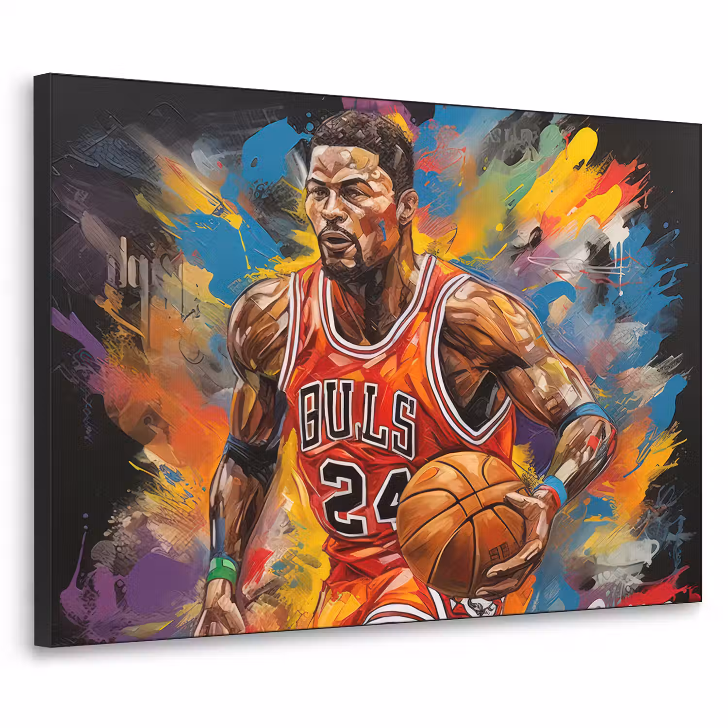 Basketbal - Verf - Kleuren - Rood Textielframe zwart klein -3d
