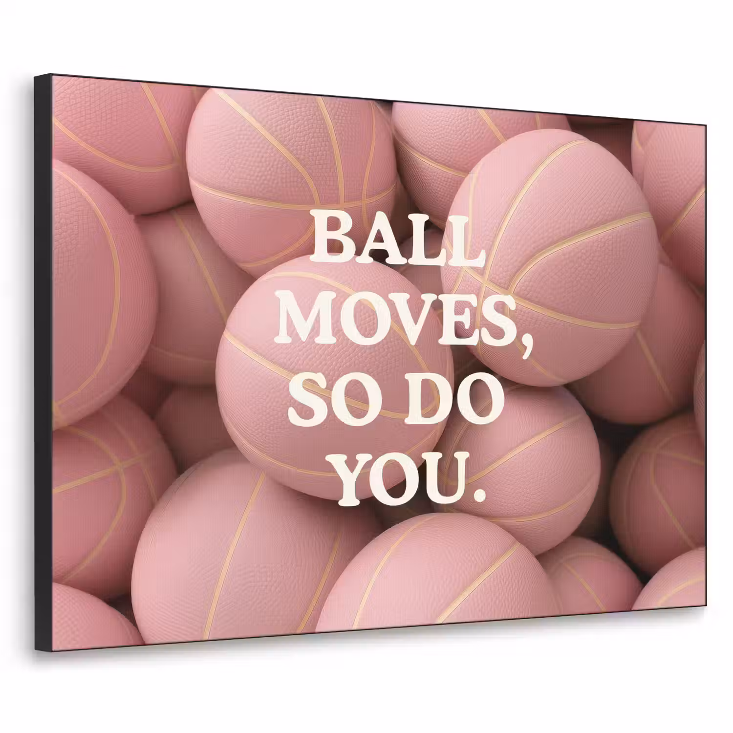 Basketballen - Roze - Quote - Sportief Textielframe - compleet frame klein -3d