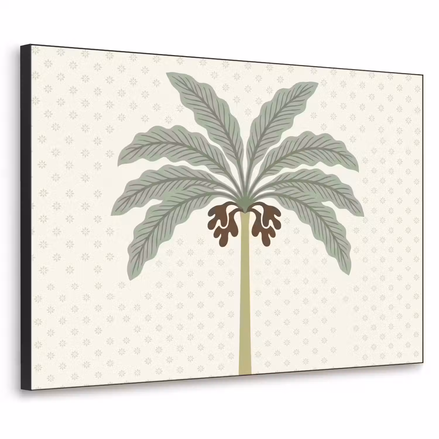 Boom - Bladeren - Groen - Decoratief - Beige Textielframe zwart klein -3d