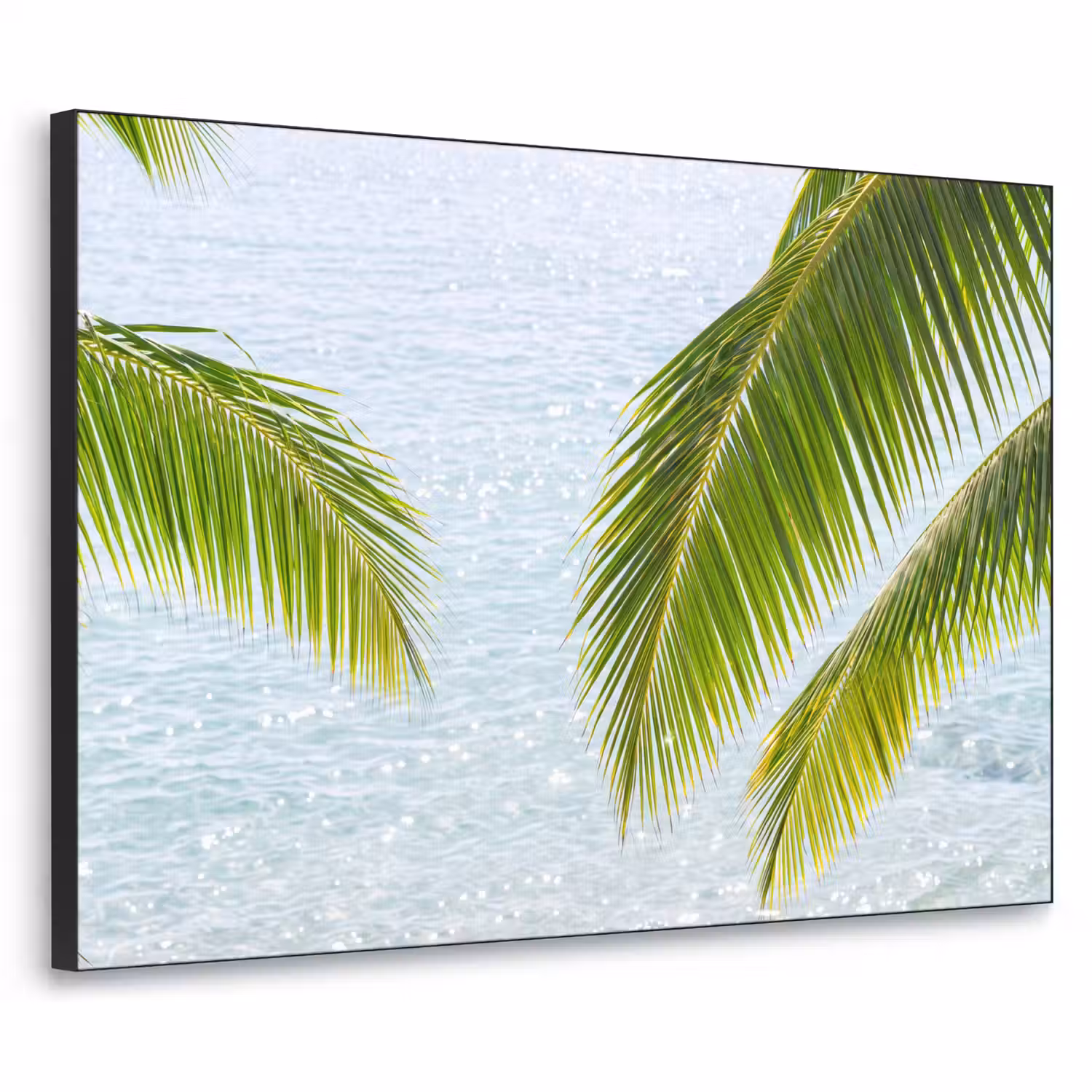 Boom - Bladeren - Water - Tropisch - Groen Textielframe zwart klein -3d