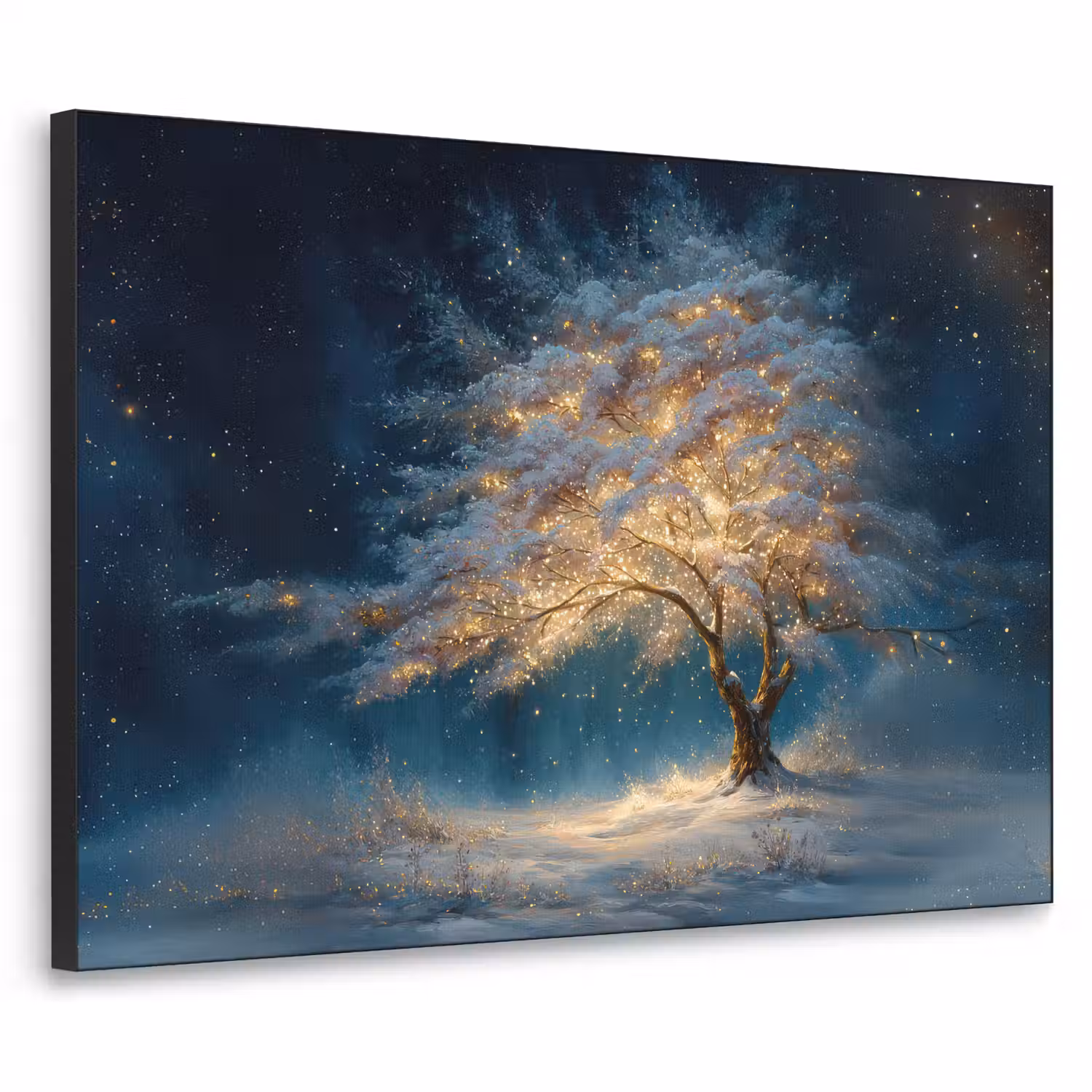 Levensboom - Nacht - Donker - Blauw Textielframe - compleet frame klein -3d
