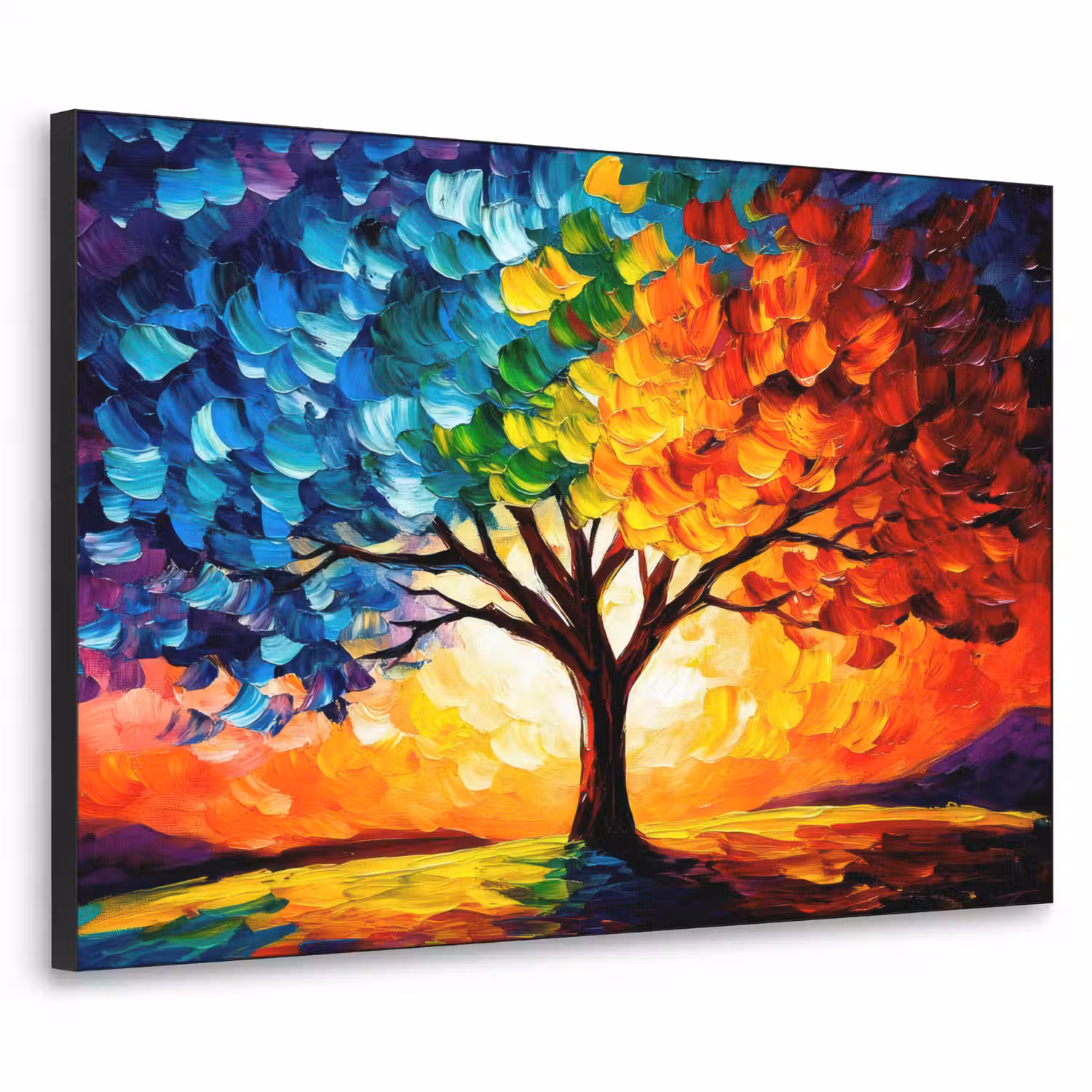 Boom - Kunst - Natuur - Zonsondergang Textielframe - compleet frame klein -3d