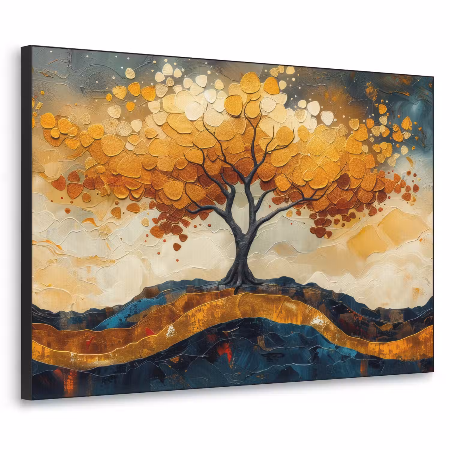 Boom - Natuur - Goud - Modern Textielframe zwart klein -3d