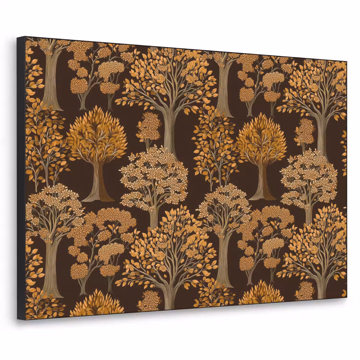 Bomen - Patroon - Bruin Textielframe zwart klein 947 -3d