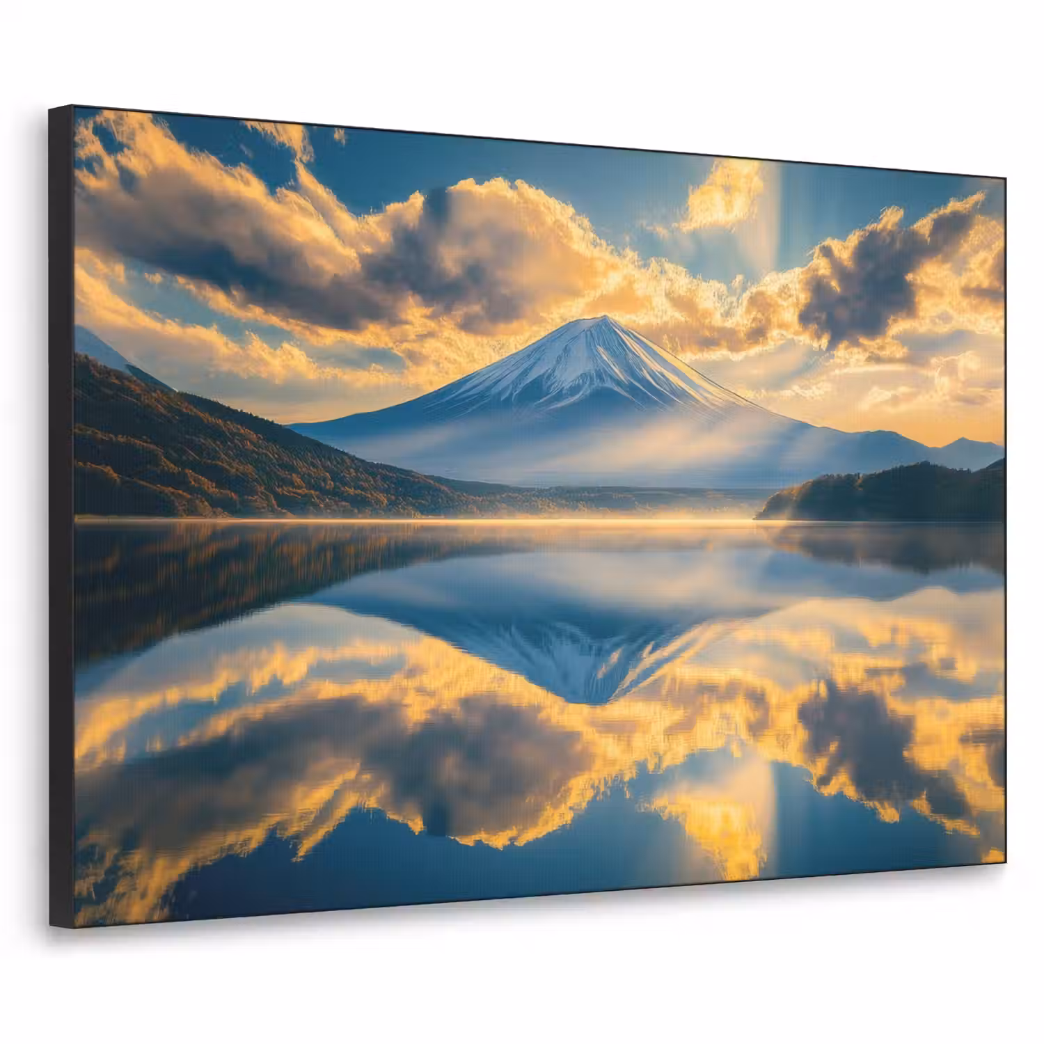 Berg - Rivier - Zonsondergang Textielframe - compleet frame klein -3d
