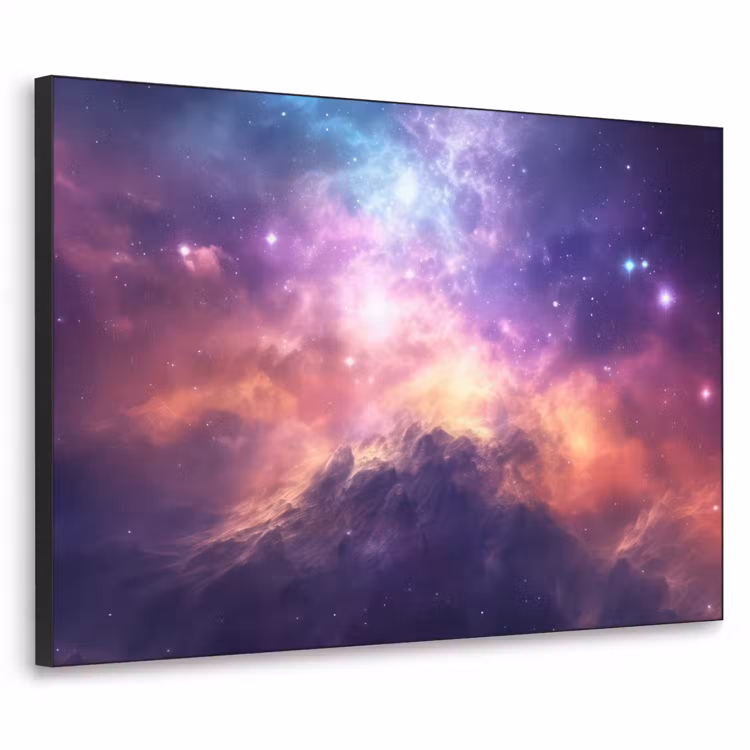 Berg - Sterrenhemel - Ruimte - Neon Textielframe zwart klein -3d
