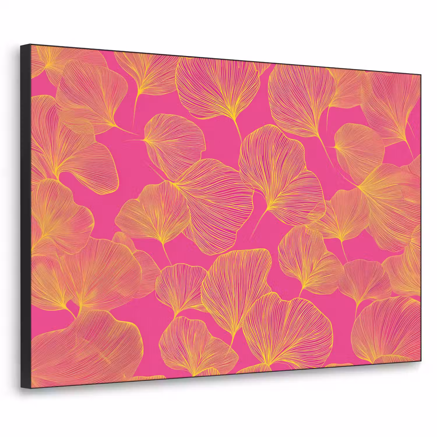 Bladeren - Nerven - Grafisch - Roze Textielframe - compleet frame klein -3d