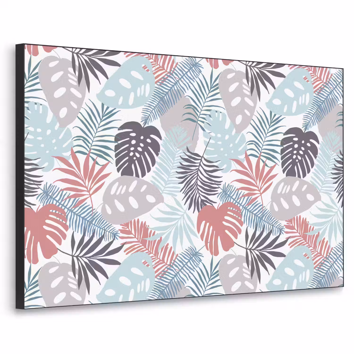 Bladeren - Jungle - Pastel - Tropisch Textielframe zwart klein -3d