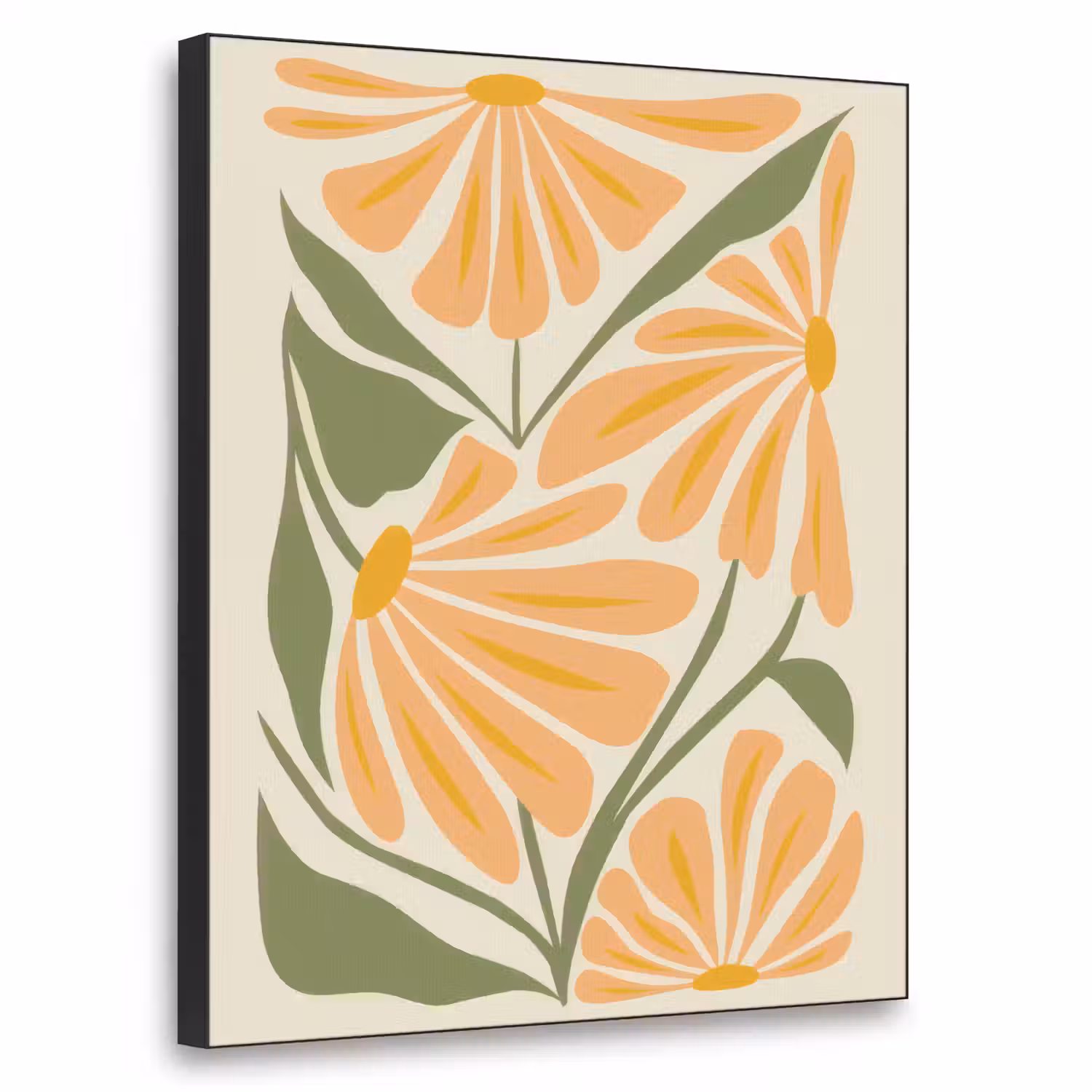 Blaadjes - Zachtoranje - Bloemen Textielframe - compleet frame klein -3d