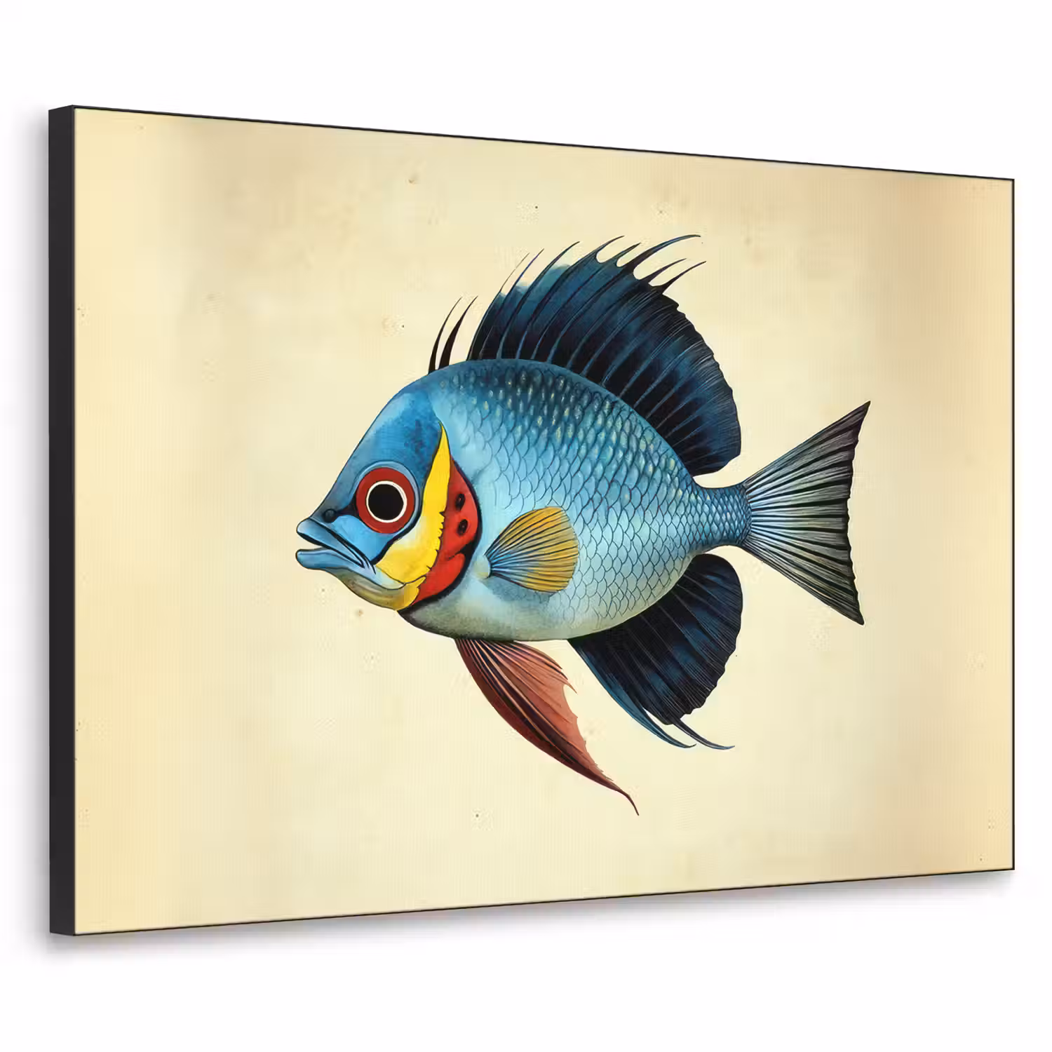 Blauw - Kieuwen - Vis - Illustratie Textielframe - compleet frame klein -3d