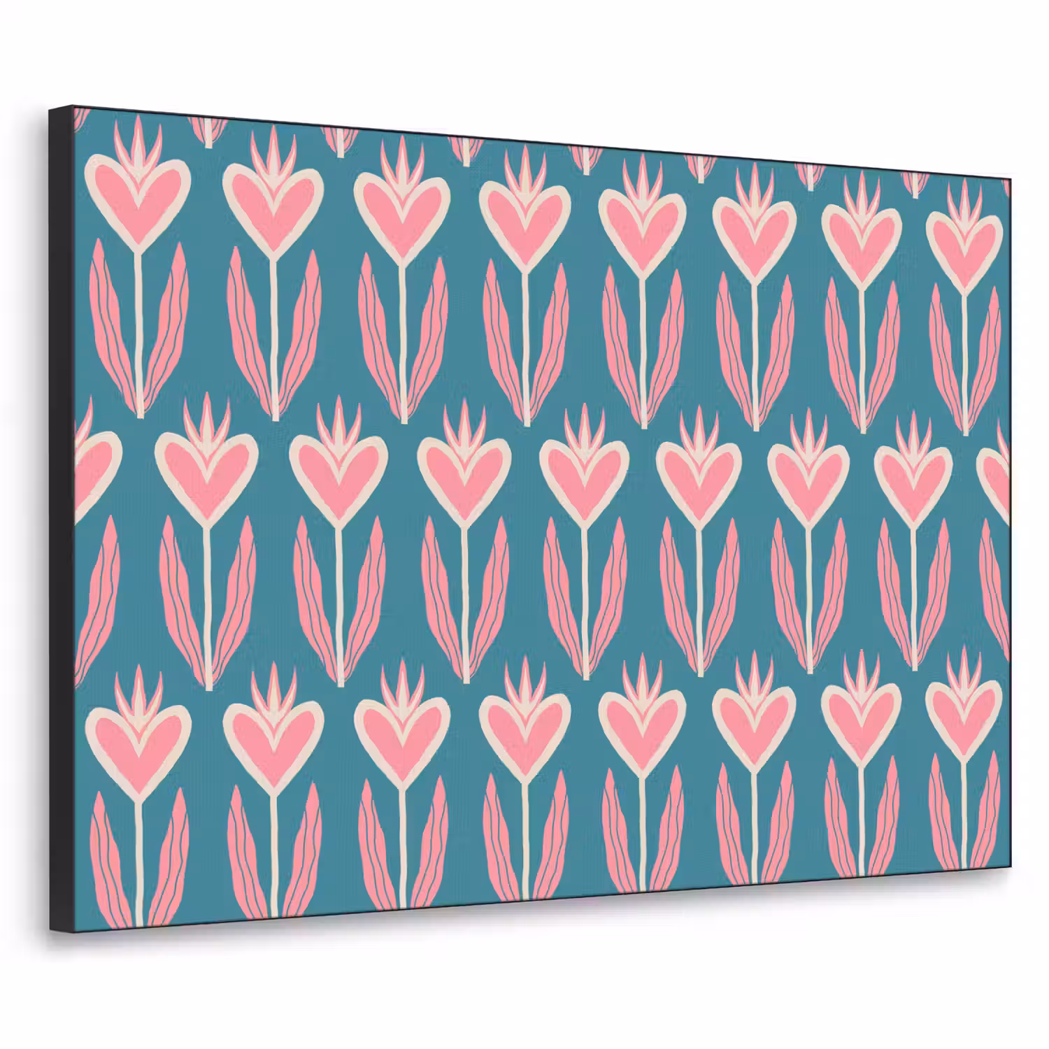 Blauw - Retro - Patroon - Hartjes Textielframe - compleet frame klein 947 -3d