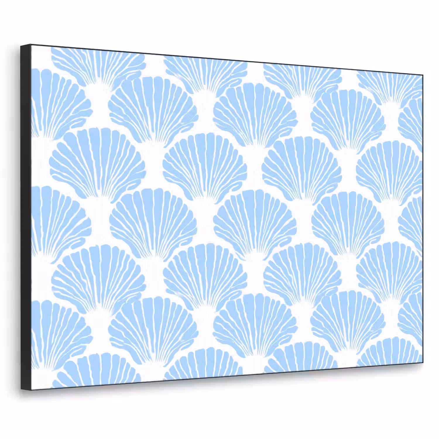 Blauw - Wit - Schelpen - Grafisch - Structuur Textielframe zwart klein 947 -3d