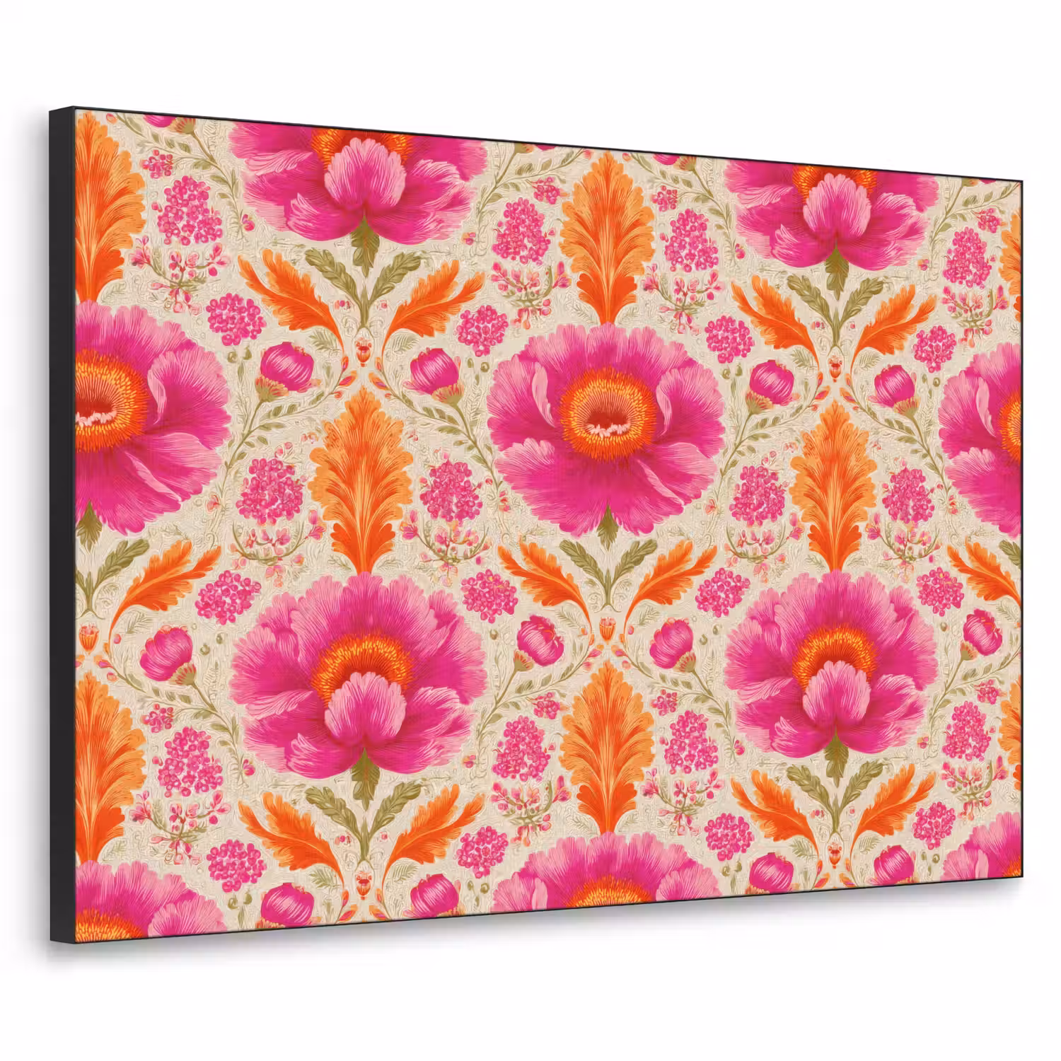 Bloemen - Barok - Roze - Oranje Textielframe zwart klein 947 -3d