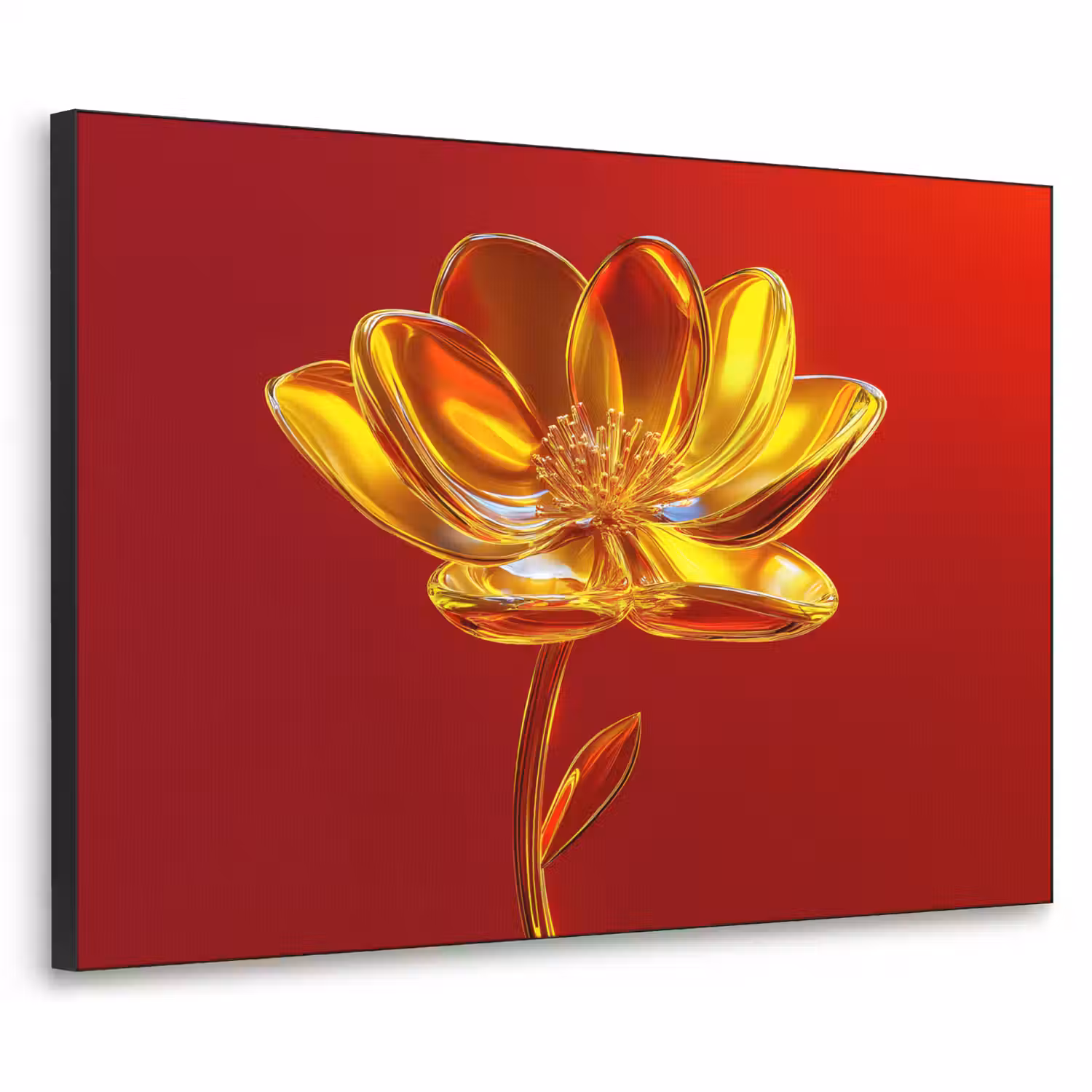 Bloem - Goud - Glazen Textielframe - compleet frame klein -3d