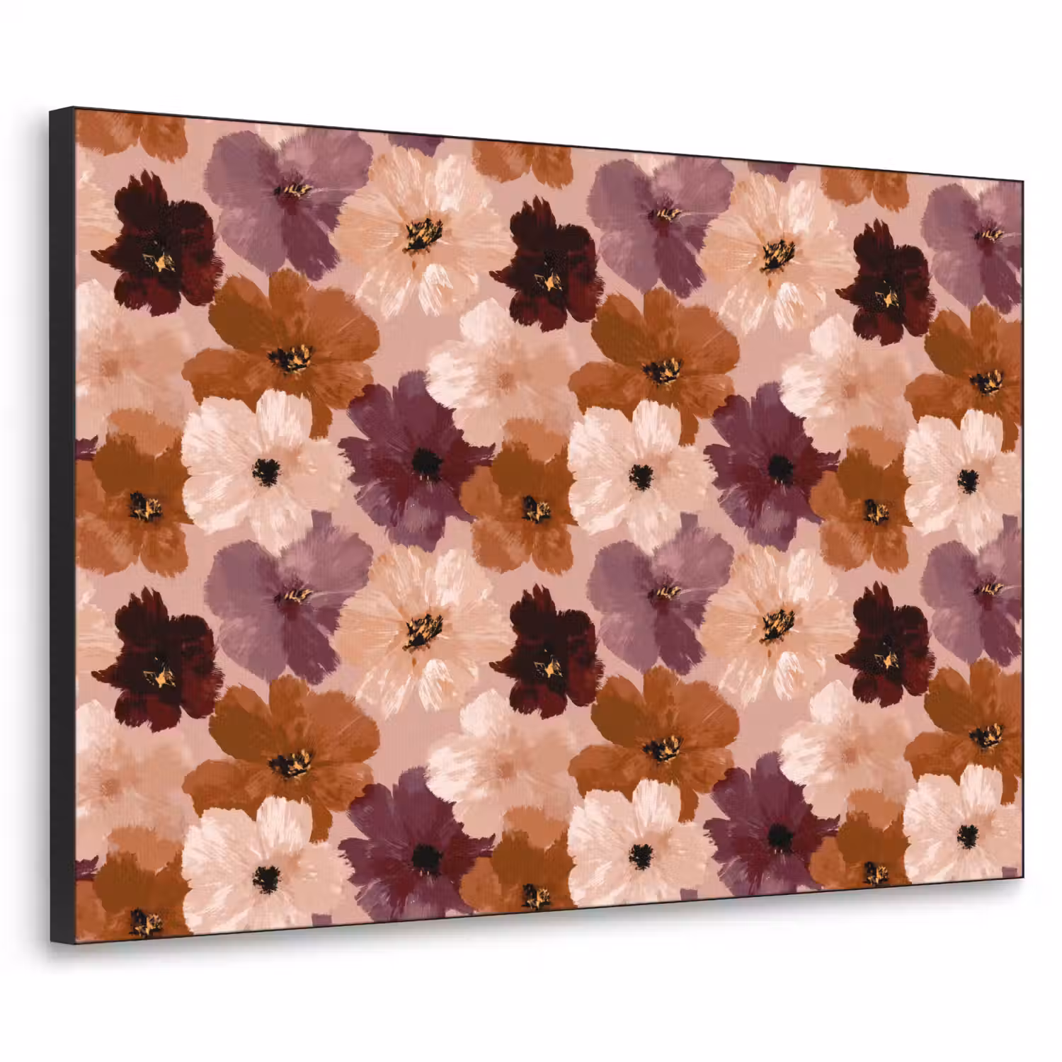 Bloemen - Abstract - Aardetinten Textielframe zwart klein 947 -3d