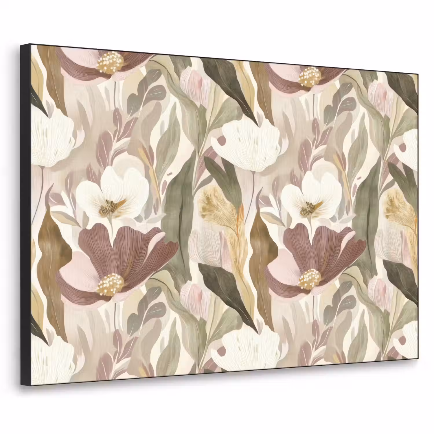 Bloemen - Aquarel - Kleurrijk Textielframe zwart klein 947 -3d