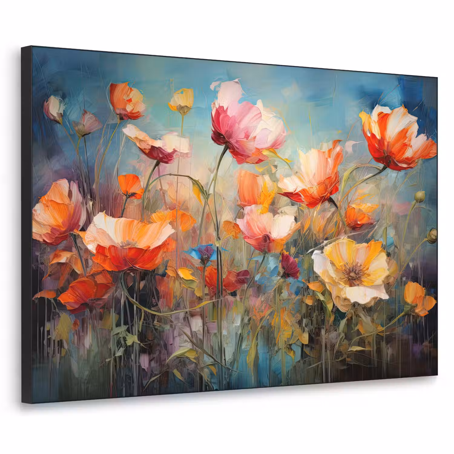 Bloemen - Watercolor - Kunst - Botanisch - Natuur Textielframe zwart klein -3d
