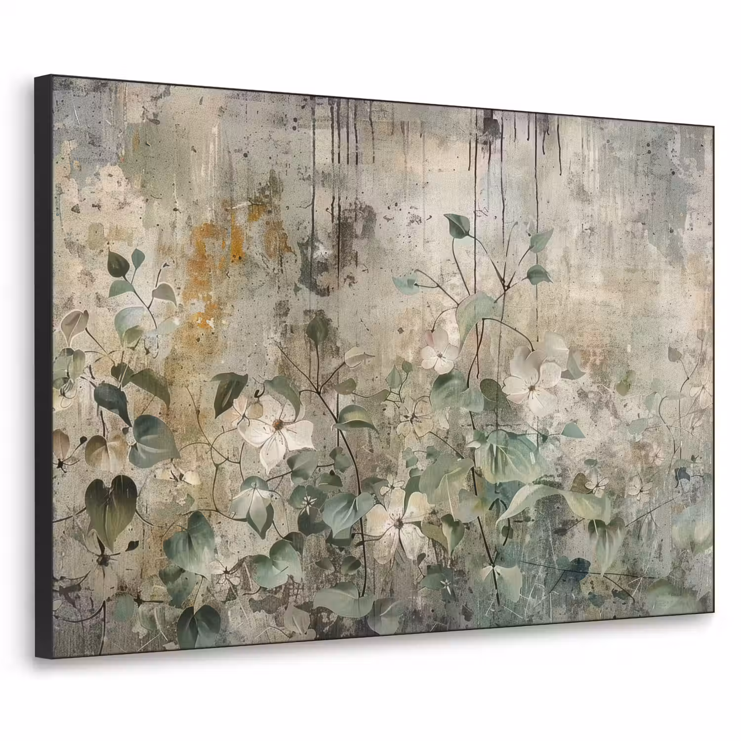 Bloemen - Bladeren - Abstract - Modern Textielframe - compleet frame klein -3d